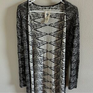 Billabong Open Front Women’s Maxi Cardigan 100%Cotton Grey and White Size S